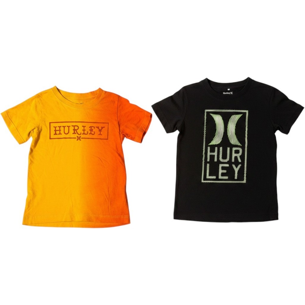 Hurley Graphic T-Shirt Lot Kids‎ Size 6 Orange Black Surf Skate Tee 2pk